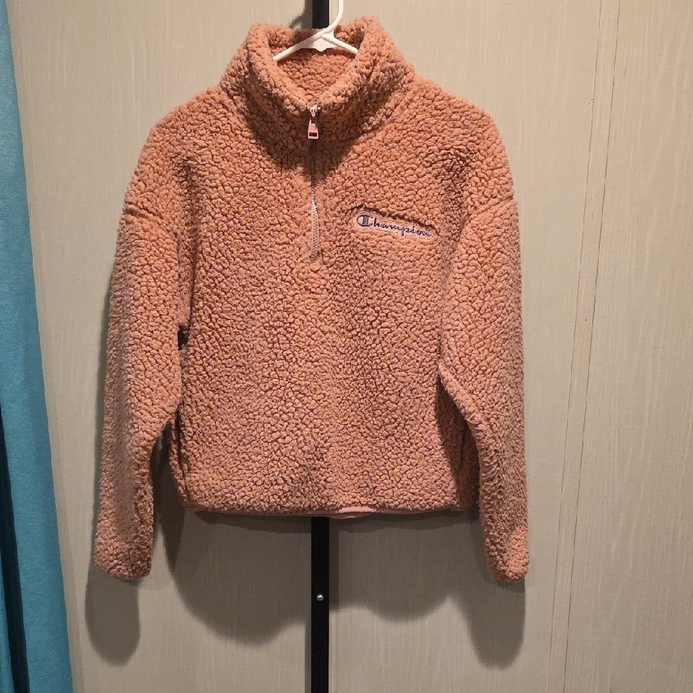 (J52) Champion Pink Fleece Half-Zip Pullover Sz XS